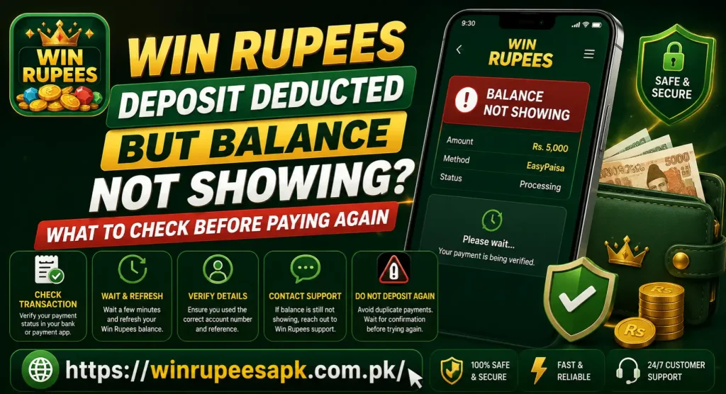 Win Rupees Deposit Deducted
